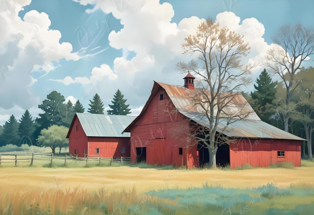 Farm Life - Large Decoupage Paper for Furniture - 6 Size Options - Red ...