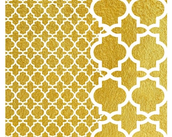 NEW! Gold Metal Leaf Decoupage Paper - A3 Size - Rice Paper with Gold Foil - Stripe Pattern