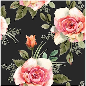 Rose - Carta Decoupage Grande per Mobili - Carta Artigianale Floreale - Carta Velina - Carta di Riso Decoupage - Nero