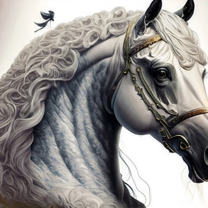 Caballo Blanco - Papel de Decoupage Grande para Muebles - Papel de Arroz - Papel de Decoupage - Galloper