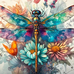 Dragonfly - groot decoupagepapier voor meubels - rijstpapier - decoupagepapier - decoupage met bloemen