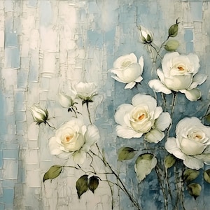 Rose bianche - Carta per decoupage grande - Decoupage in carta di riso per mobili - Blossom - Decoupage floreale