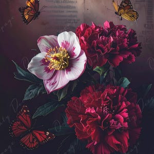 NEU! Großes Decoupage Papier für Möbel - 7 Größen Optionen - Crimson - Chiaroscuro
