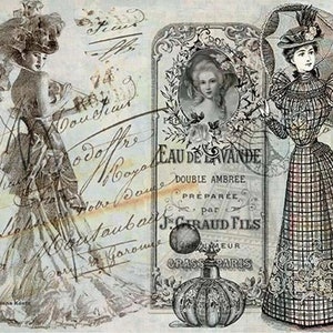 Jaren 1890 damesmode vintage - decoratief decoupagepapier - voor meubels - grote maten opties [grijs wit]