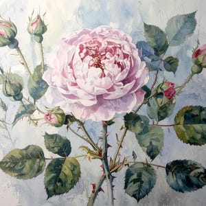 Papier do decoupage'u do mebli - 7 opcji rozmiarów - Sztuka botaniczna - Pastelowy różowy kwiatowy decoupage - Akwarela