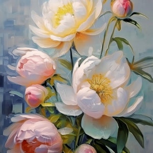 Pivoines - grande feuille de découpage - découpage en papier de riz pour meubles - fond sombre - découpage floral