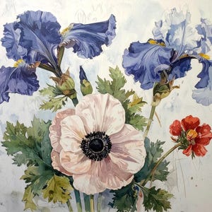 Papel de decoupage para muebles - 7 tamaños - Arte botánico - Decoupage floral con acuarela