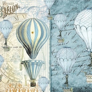 Mongolfiera - Carta decorativa per decoupage - per mobili - Opzioni di grandi dimensioni [Blu Beige]