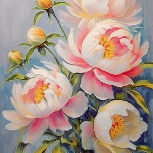 Peonie - Carta Decoupage Grande - Decoupage Carta di Riso per Mobili - Sfondo Scuro - Decoupage Floreale