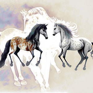 Caballos blancos - Papel de decoupage grande para muebles - Papel de arroz - Papel de decoupage - Galloper