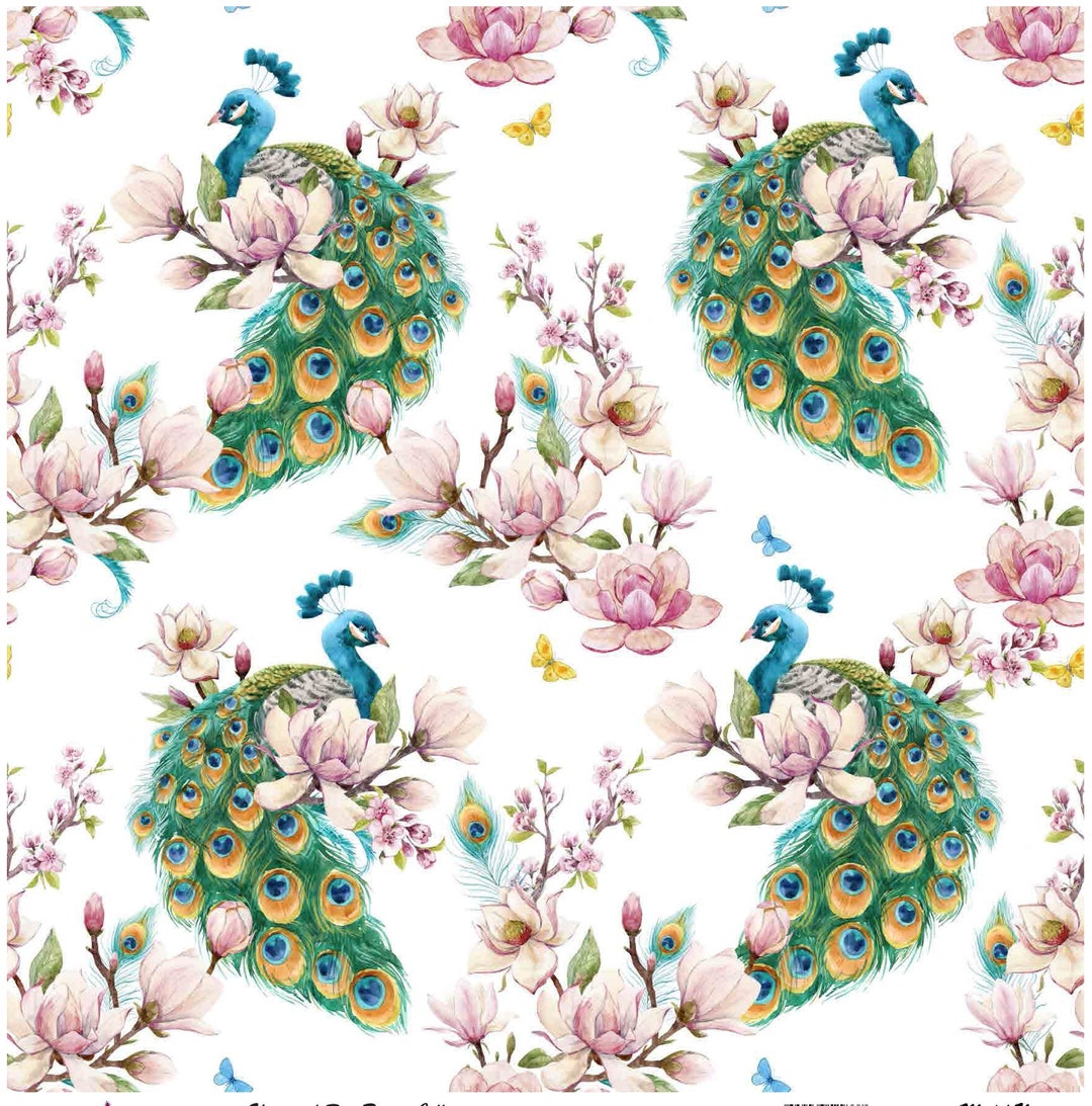 Peacock Decoupage Paper for Furniture Rice Paper Decoupage Large Decoupage Paper Tropical Birds