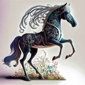 Caballo Negro - Papel de Decoupage Grande para Muebles - Papel de Arroz - Papel de Decoupage - Galloper