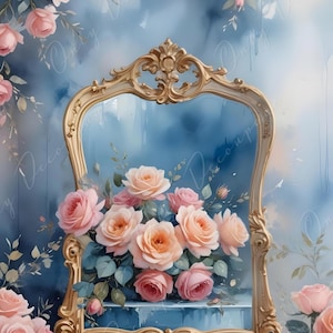 Papel de decoupage grande de cuento de hadas - 6 tamaños disponibles - Papel de arroz floral rosa y azul