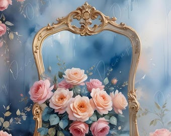 Fairytale - Large Decoupage Paper - 6 Size Options - Pink  Blue Floral Rice Paper