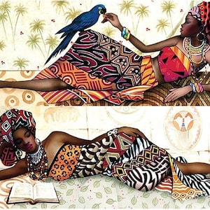 Donne africane - Carta decorativa per decoupage - per mobili - Opzioni di grandi dimensioni [Colorata]