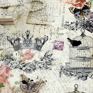Duży papier do decoupage'u - Sztuka decoupage'u - Papier ryżowy do decoupage'u - Transfery do decoupage'u - Vintage decoupage