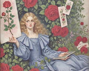 Groot decoupagepapier voor meubels - 6 formaatopties - Fairytale Alice - rozen