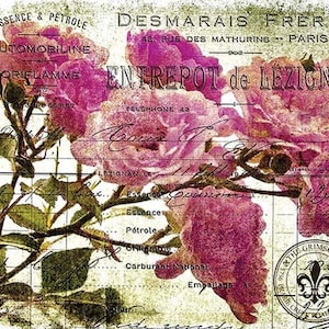 Vintage roze rozen - decoratief decoupagepapier - voor meubels - groot formaat opties [roze groen]