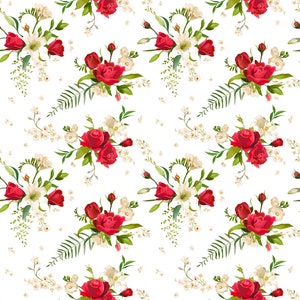Large Decoupage for Furniture - Rice Paper - Vintage Decoupage - Floral Decoupage Paper - Red Flowers