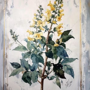 Arte botánico en acuarela - 7 tamaños disponibles - Papel de decoupage grande para muebles - Ilustración floral antigua