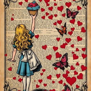 Fairytale Alice - Large Decoupage Paper for Furniture - 6 Size Options - Cupcake