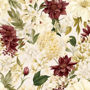 Decoupage Paper - Repeating Pattern - 6 Size Options - White Flowers