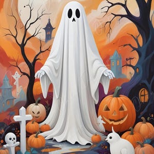 Halloween Collection - Large Decoupage Paper - 6 Size Options  - Cartoon Ghost