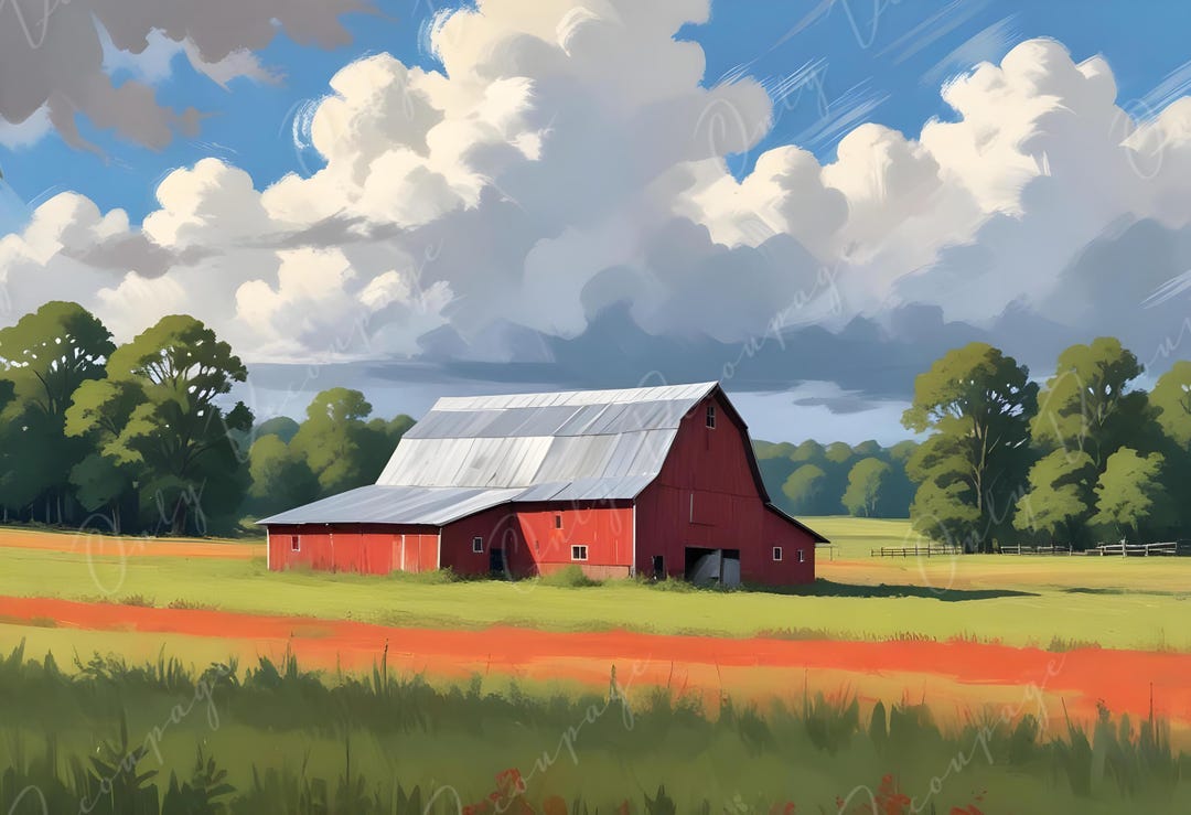 Farm Life - Large Decoupage Paper for Furniture - 6 Size Options - Red ...