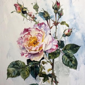 Rosa Gallica - Papel de decoupage para muebles - 7 tamaños - Arte Botánico