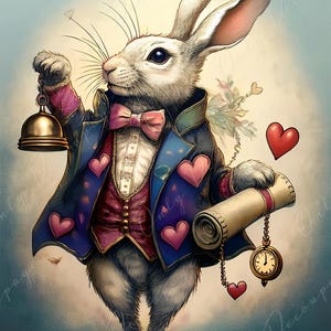 Fairytale Alice - groot decoupagepapier - 6 formaatopties - wit konijn