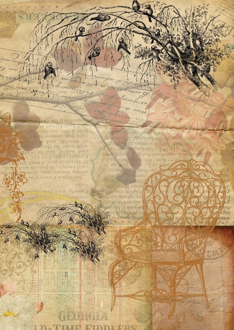 Rose & Birds Decoupage Paper Decoupage Art Large Size Rice Paper for