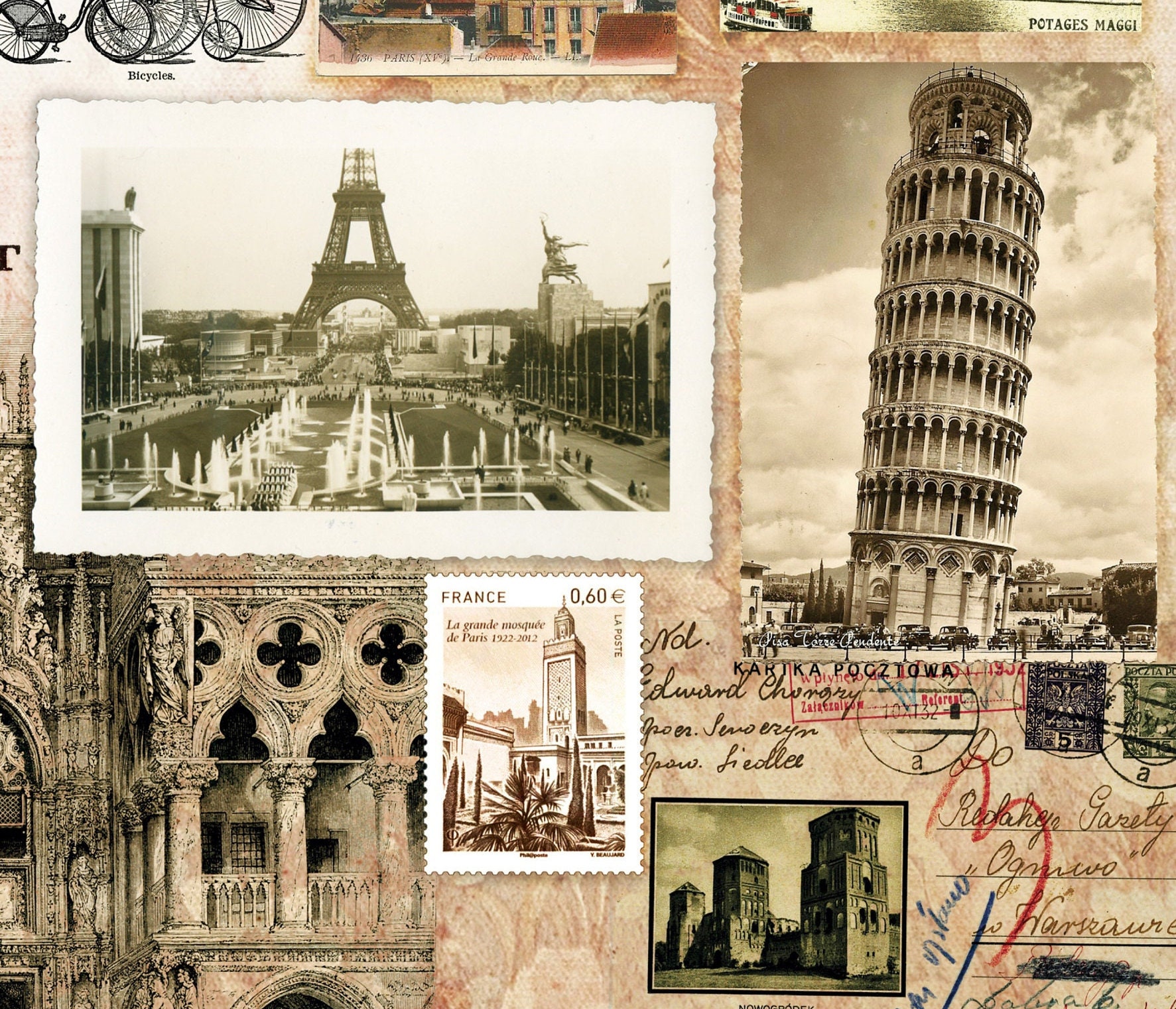 Paris Vintage Decoupage Paper - Decoupage Art - Large Size Rice Paper ...