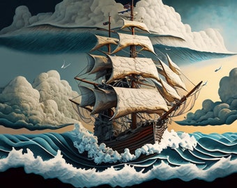 Barcos de vela - Papel para decoupage de muebles - Papel de arroz grande - Papel de arroz para decoupage - Océano