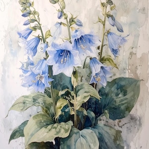 Arte botánico - 7 tamaños - Papel de decoupage grande para muebles - Decoupage floral - Hosta azul