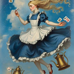 Fairytale Alice - Furniture Decoupage Paper - 6 Size Options - Gold Pot - Clouds