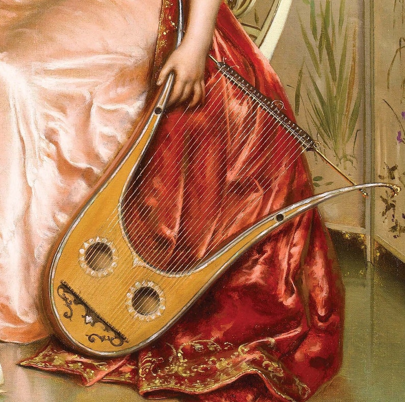 Charles Riche String Instrument Builder Musician Women - Large Decoupage Paper for Furniture - Vintage ...