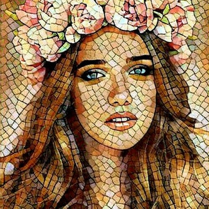 Knippapier - decoupage voor meubels - groot formaat rijstpapier - Beautiful Woman bloemenhaar