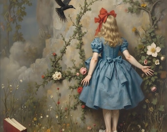 Groot decoupagepapier voor meubels - 6 formaatopties - Fairytale Alice - Black Bird