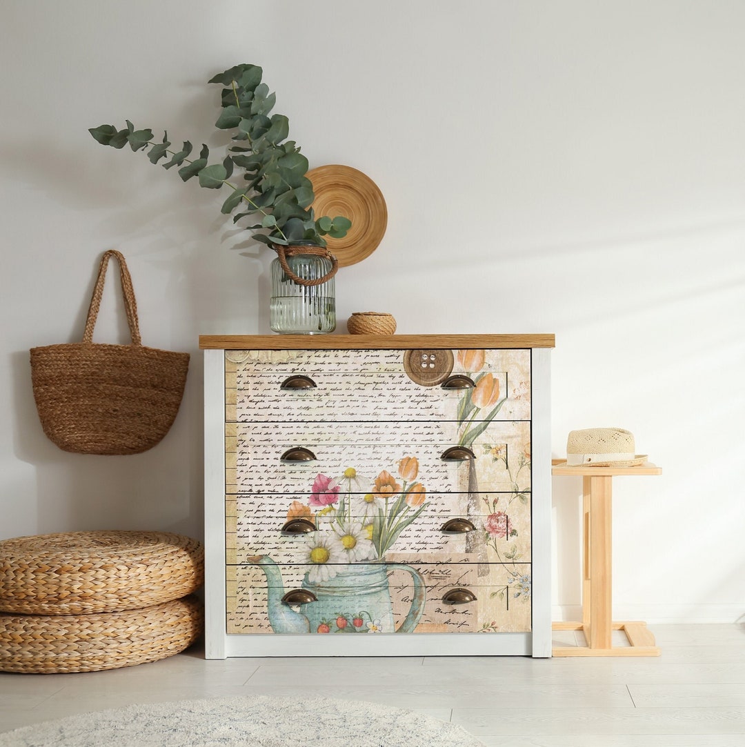 Handwritten Old Paper - Floral Decoupage - Decoupage Art - Large Size ...