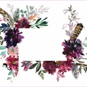 Floral Frame - Furniture Transfer - Easy  Decor Transfer - Furniture Upcycling - Purple - Red - Green