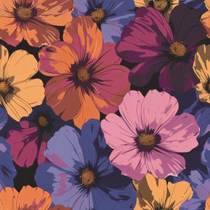 Papel Decoupage Floral - Padrão Repetitivo - 6 Opções de Tamanho - Laranja - Rosa