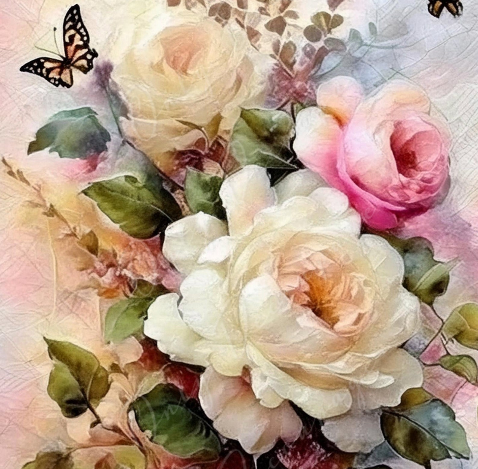 Roses - Large Decoupage Paper - Rice Paper Decoupage for Furniture ...