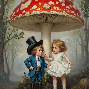 Wonderland Alice - knippapier - 6 formaatopties - rode reuzenpaddenstoel - kinderen
