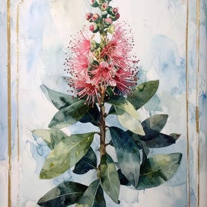 Arte botánico en acuarela - 7 tamaños disponibles - Papel de decoupage grande para muebles - Ilustración floral antigua