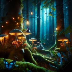 Bosque Misterioso - Papel de Decoupage Oscuro - Papel de Arroz para Decoupage - Árboles Mágicos