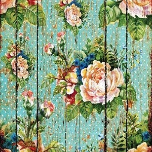 Floral - Decorative Decoupage Paper - for Furniture - Big Size Options [ Green Blue Light Pink ]