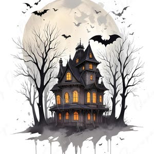Halloween Collection - Large Decoupage Paper - 6 Size Options  - Haunted House - Bat
