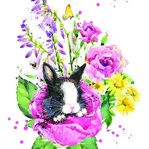 Easy Furniture Transfer - Decor Transfer - Furniture Upcycling - Floral Transfer - Bunny - Watercolor Roses