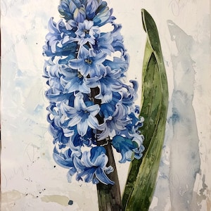 Carta da decoupage per mobili - 7 opzioni di formato - Arte botanica - Fiore di giacinto blu pastello