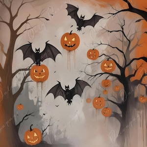 Papel para decoupage - 6 tamaños a elegir - Colección Halloween - Murciélagos de acuarela